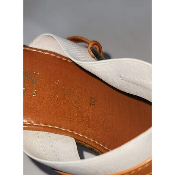 Italian Shoemakers White Tan Bi-color Wedge Sandals Size 10 - Picture 10 of 12